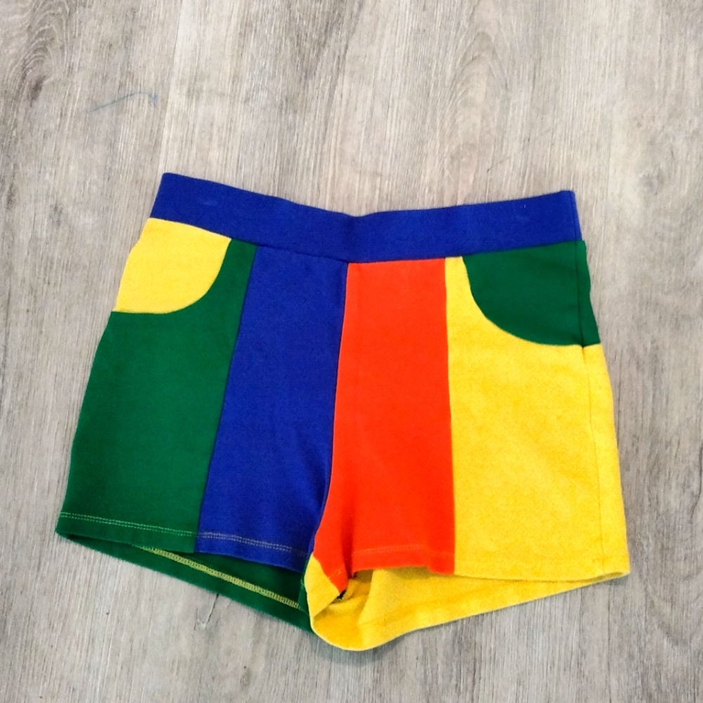 💫Fashion Nova Color blocking shorts blue yellow green red